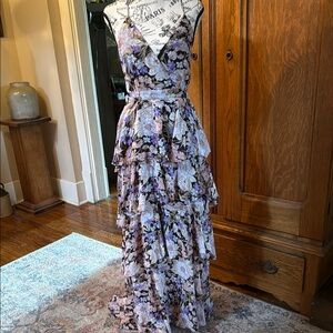 Astr Rosana Purple Pink Spaghetti Strap Maxi Sundress M Open Tie Back